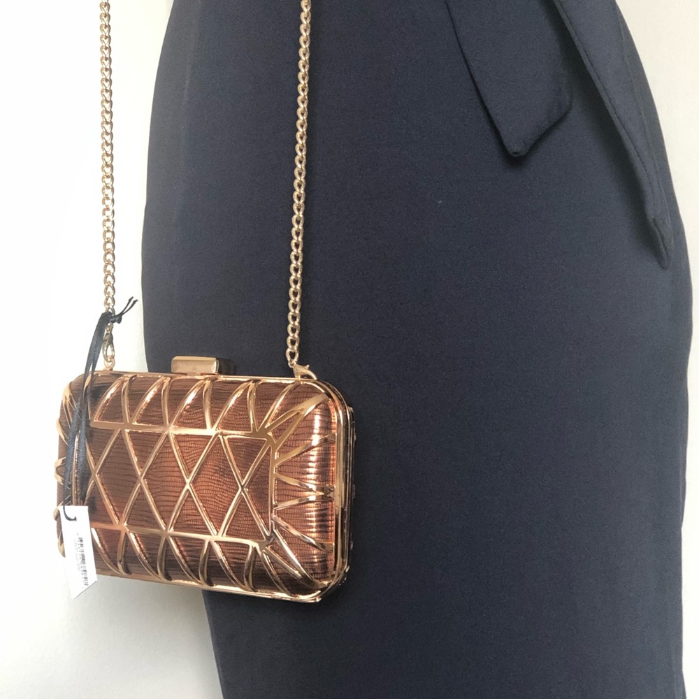 NWT COLETTE HARD CASE Clutches Metal Bronze Colour - Picture 5 of 8